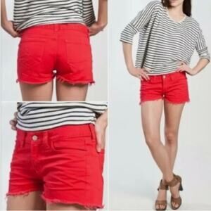 J BRAND Bright Red Denim Shorts SIZE 30 Cutoffs Classic 5-pocket Style